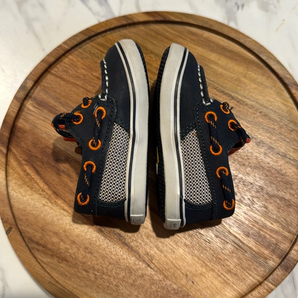 Sperry Top-Sider Toddler Intrepid Boat Shoes Navy & Orange‎ Size 3M
